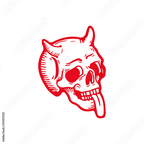 vector illustration of a horned skull