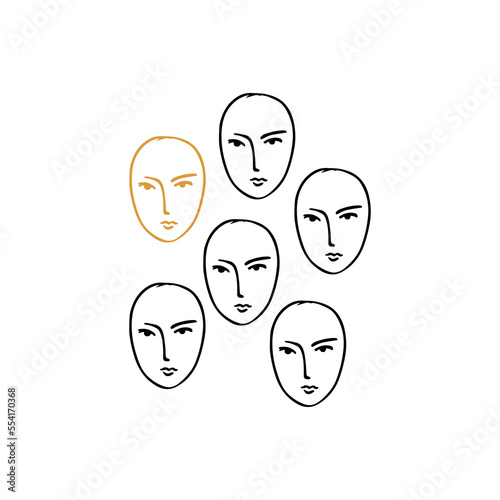vector illustration of couple woman face concept