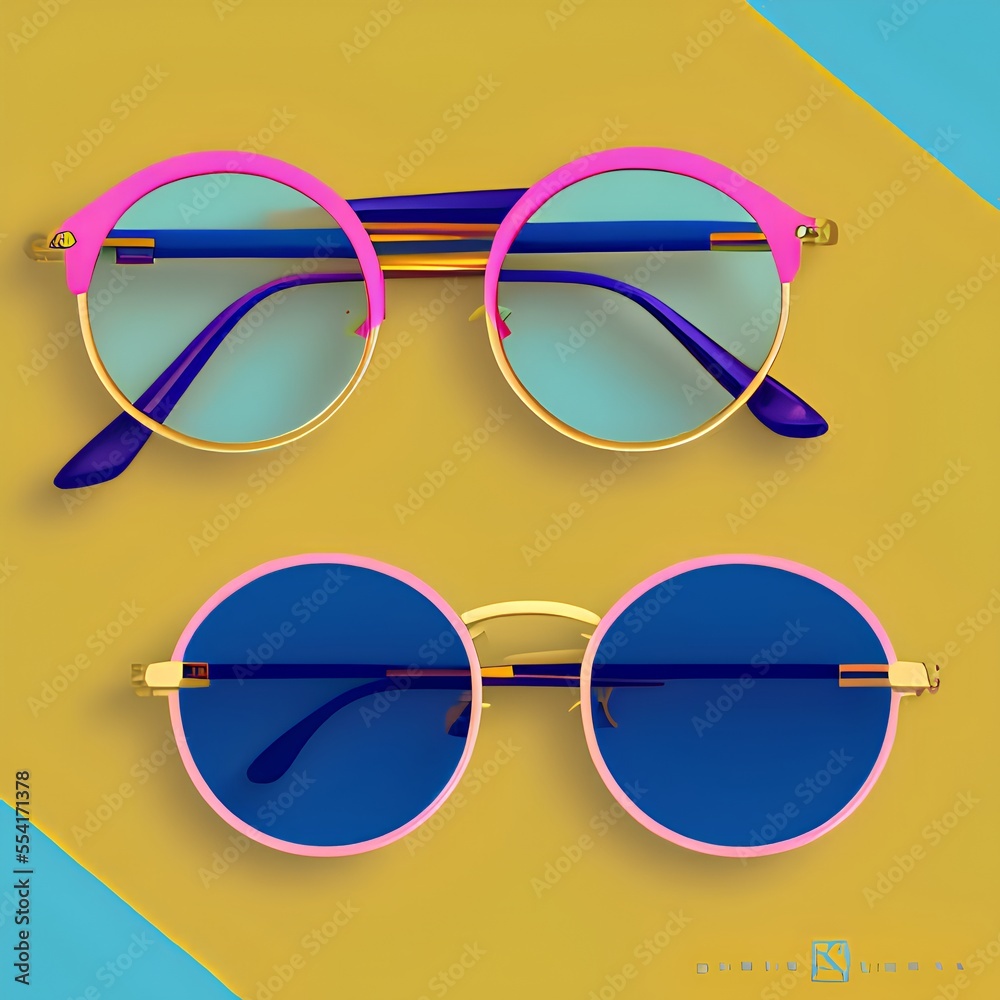 Fototapeta premium Generative AI.directly above shot of sunglasses on colored background