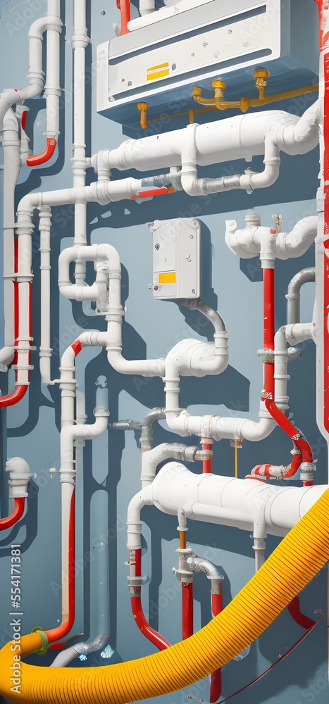 Generative AI.low angle view of pipes in factory Generative AI.low angle view of pipes in factory
