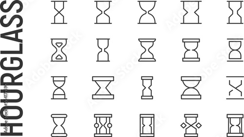 Vector set of hourglass thin line icons.