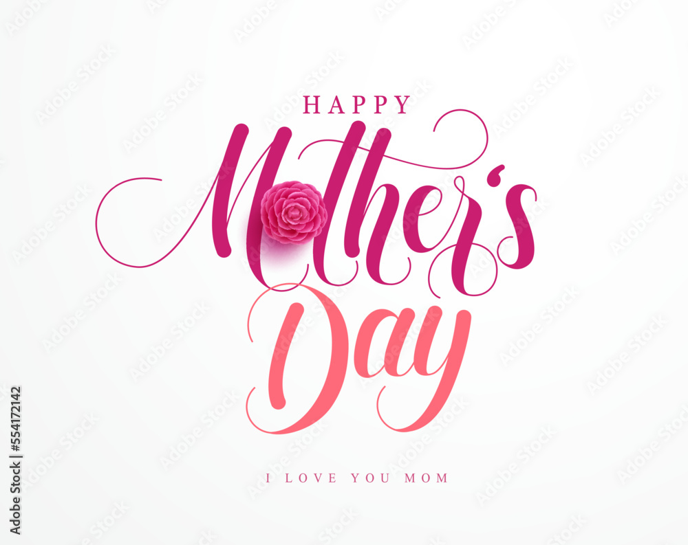 Happy mother's day text vector background design. Mother's day typography in elegant minimal background for holiday greeting and invitation card. Vector Illustration.
