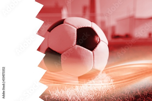 Classic Football ball on color background