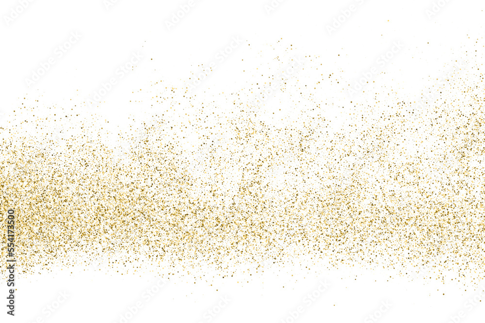 Gold Glitter Texture Isolated On White. Goldish Color Sequins. Golden Explosion Of Confetti. Design Element. Celebratory Background. Vector Illustration, Eps 10.