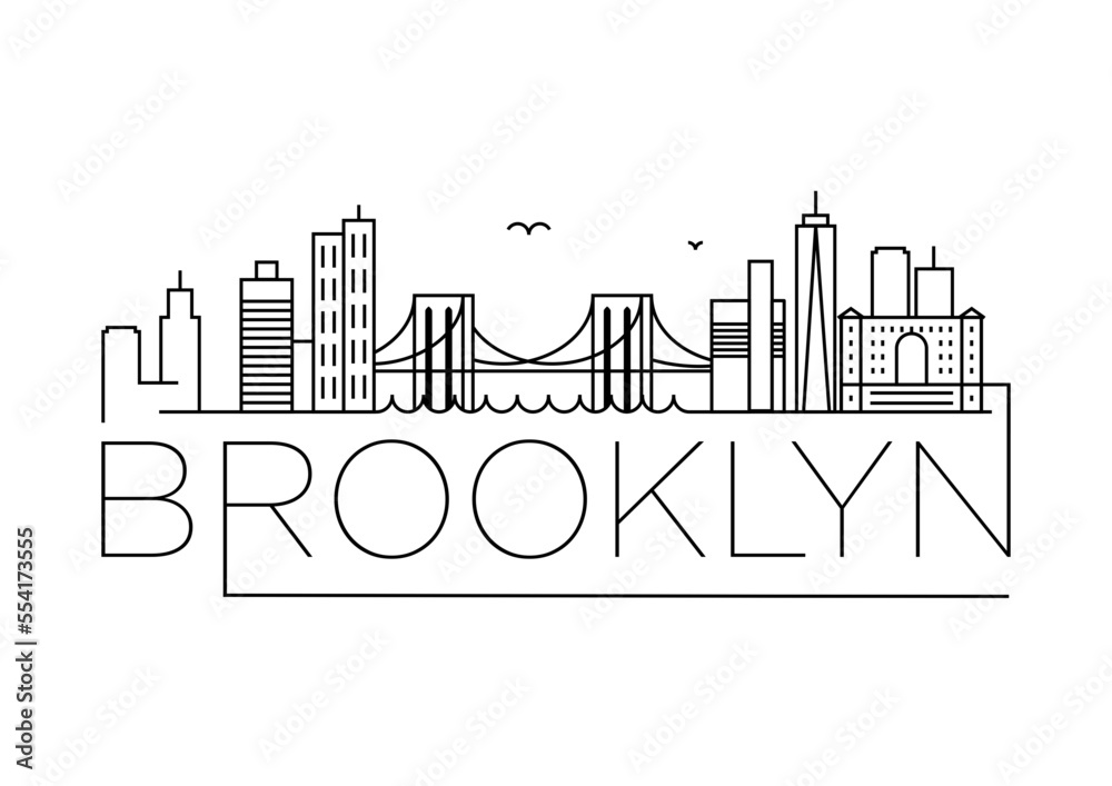 Brooklyn City Minimal Skyline Design
