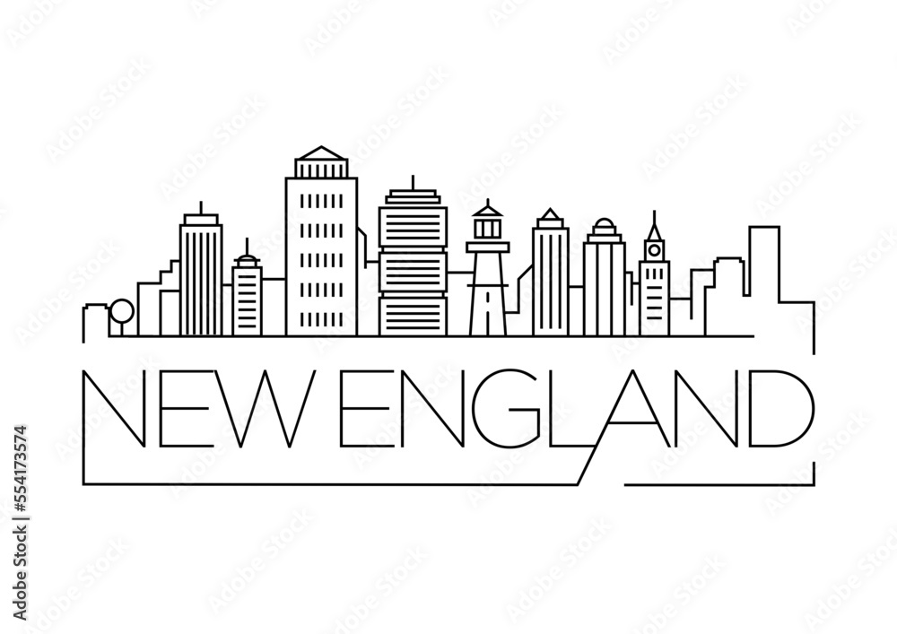 New England City Minimal Skyline Design