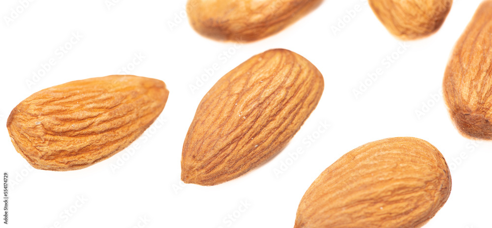 Almond nuts isolated on white background. Almond nuts isolated on white background.