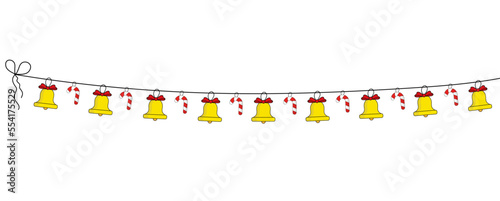 Christmas decoration with bells and candies, Christmas time, Merry Christmas