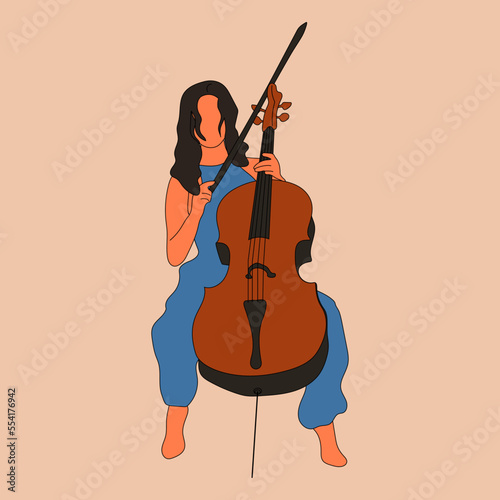 The girl plays the cello. Young woman. Cello.