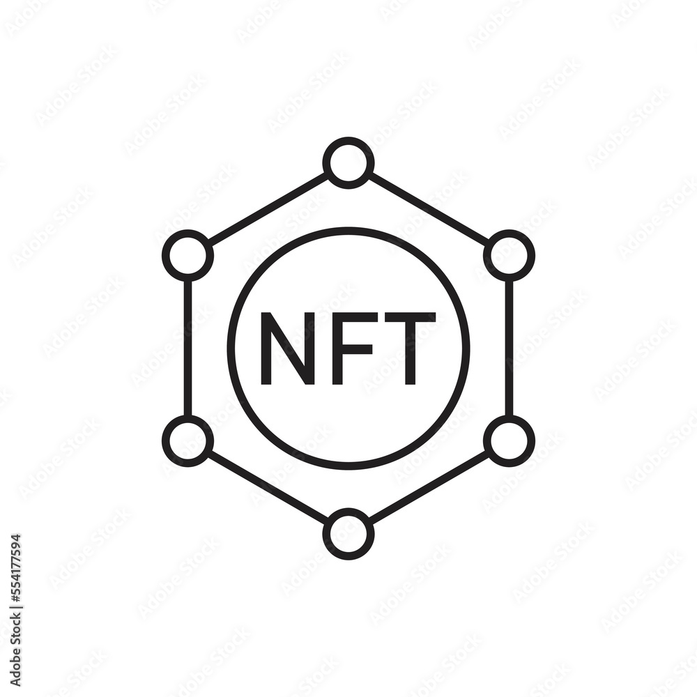 NFT coin icon design. NFT technology line icon. Crypto Icon or Logo Symbol vector illustration. isolated on white background