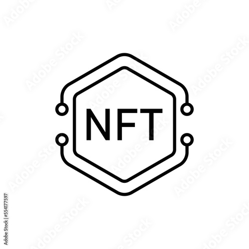NFT coin icon design. NFT technology line icon. Crypto Icon or Logo Symbol vector illustration. isolated on white background