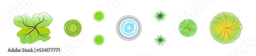 Collection of elements for landscape design of park on white background