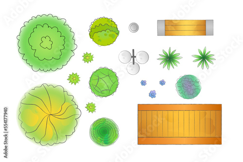 Collage of elements for lan...