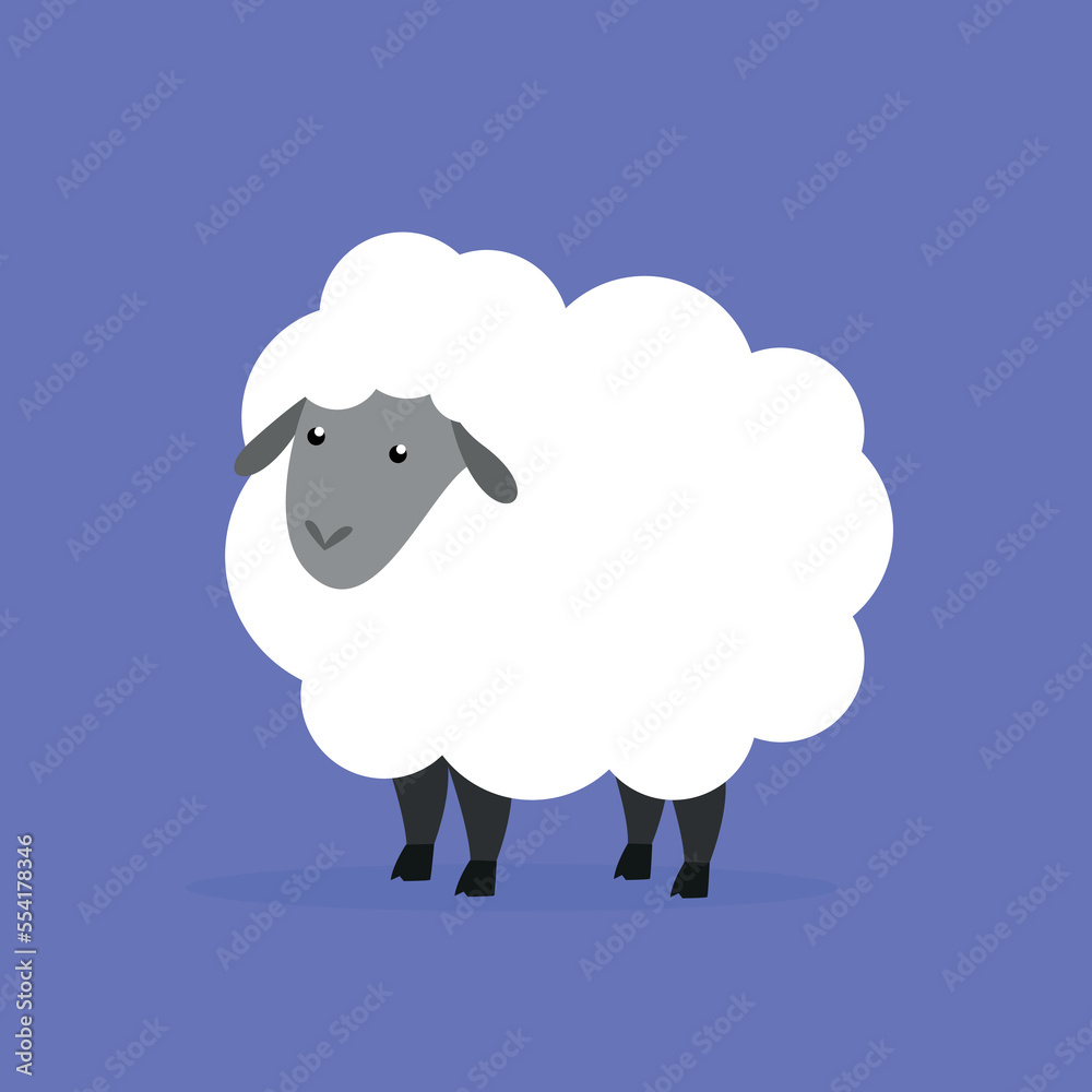White sheep with long hair - illustration White sheep with long hair - illustration