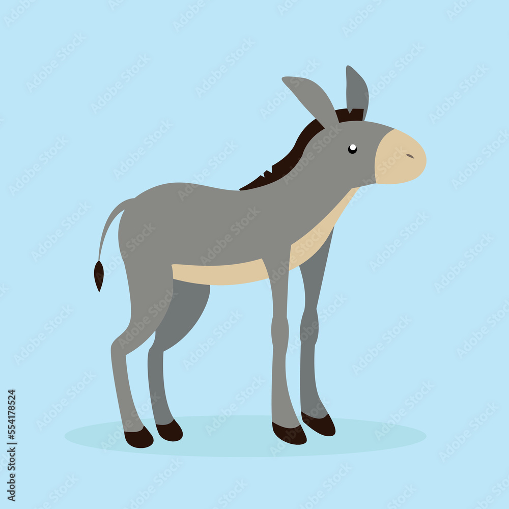 Donkey raised its head up, side view Donkey raised its head up, side view