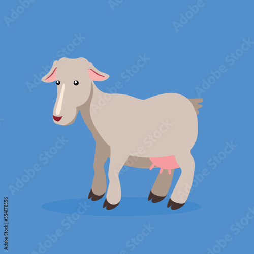 Goat without horn - cartoon vector illustration