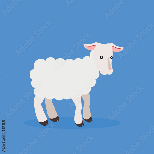 Goat with curly hair - cartoon vector illustration