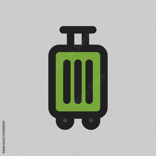 Suitcase icon in filled line style about travel, use for website mobile app presentation