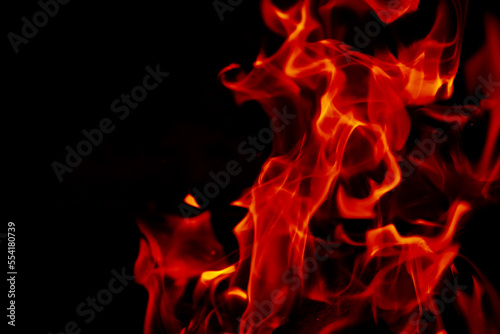 Background of the flame in the oven. Overlay layer. Tongues of fire in a fireplace.