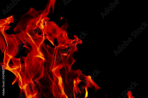 Background of the flame in the oven. Overlay layer. Tongues of fire in a fireplace.
