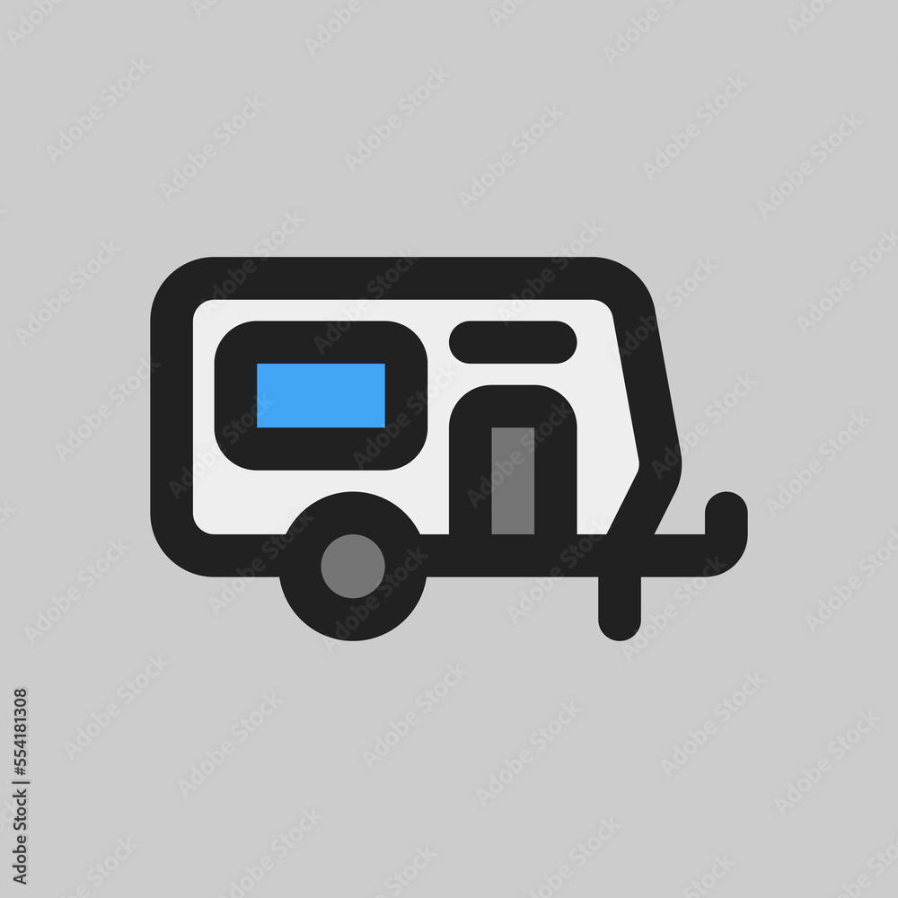 Caravan icon in filled line style about travel, use for website mobile app presentation Caravan icon in filled line style about travel, use for website mobile app presentation