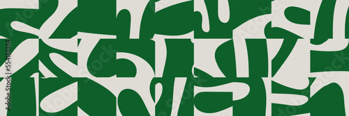 Trendy abstract banner background with organic cut out shapes collage