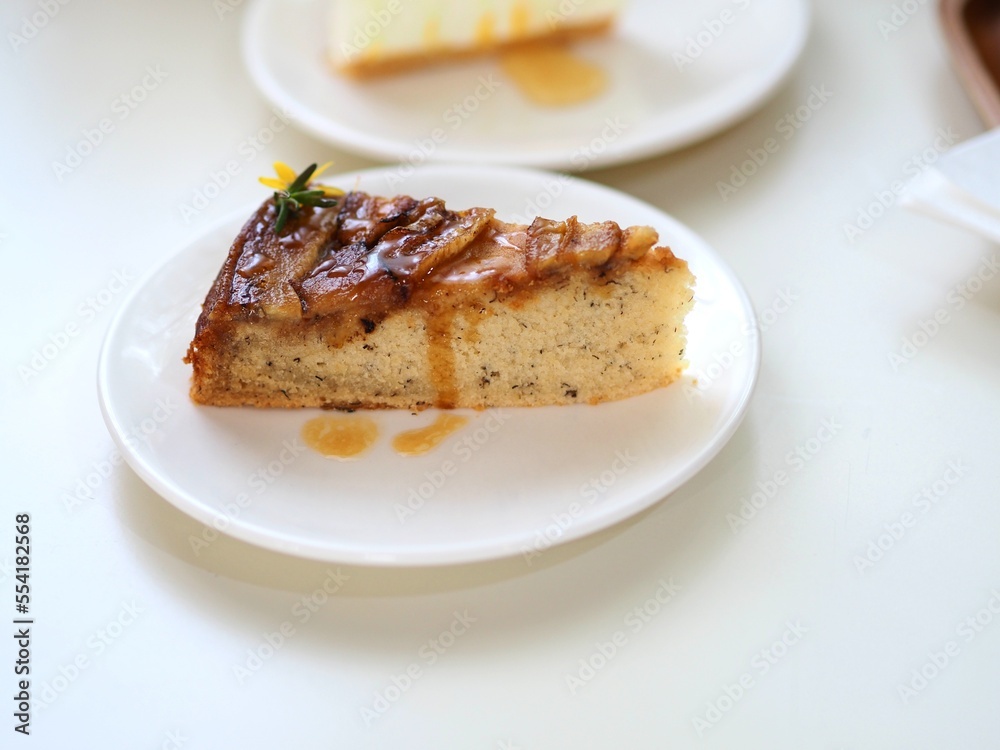 piece of banana cake close focus piece of banana cake close focus