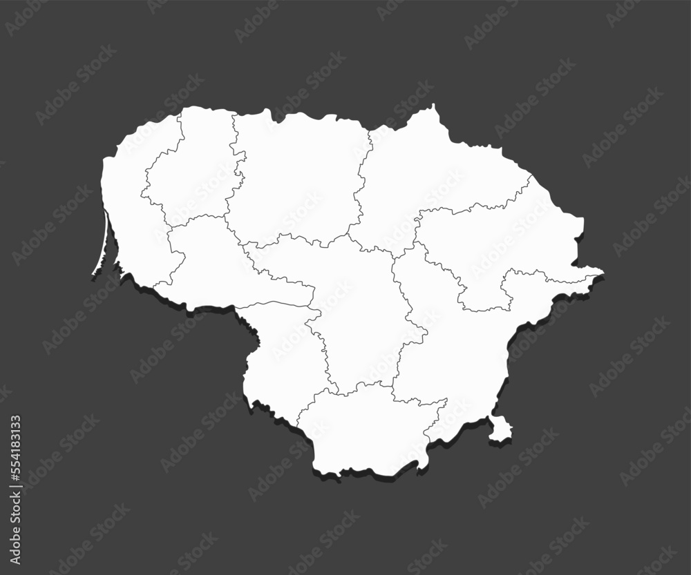 Vector map country Lithuania divided on regions
