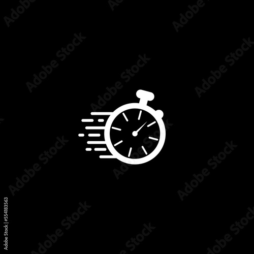 Fast service motion clock logo icon isolated on dark background