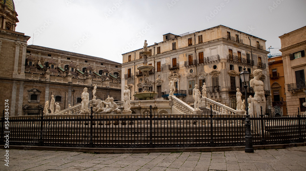 Piazza Pretoria fountain ,Palermo, sicily