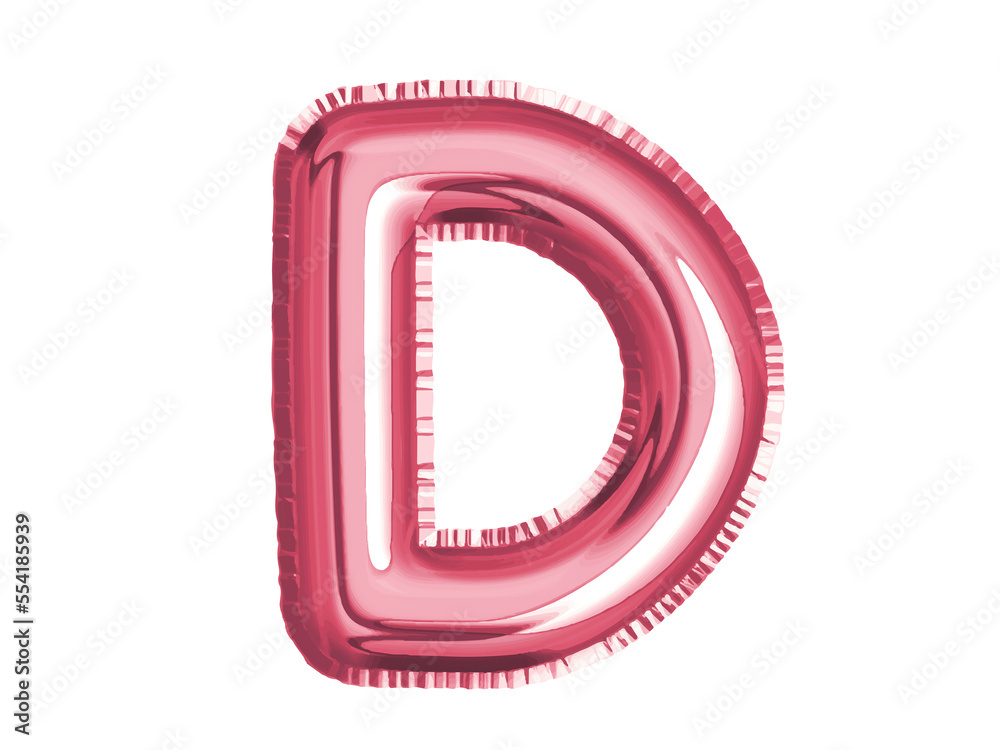 Megenta pink alphabet D air balloon for baby shower celebrate decoration party on transparent background Megenta pink alphabet D air balloon for baby shower celebrate decoration party on transparent background