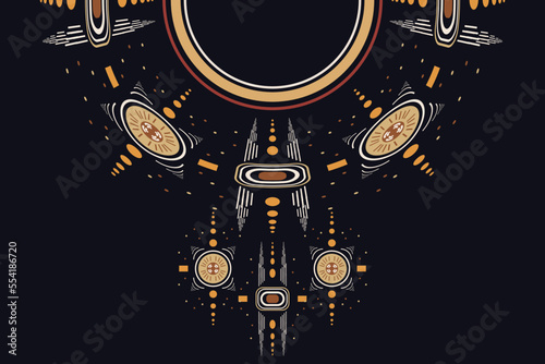 Vector Motif Embroidery ethnic flowers neck line flower Brocade kurta Aztec style embroidery abstract vector illustration. design for texture, fabric and saree fashion women wear.