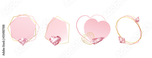 Decorative Speech Bubble, Frame, borders from hand drawn crystals and gems.