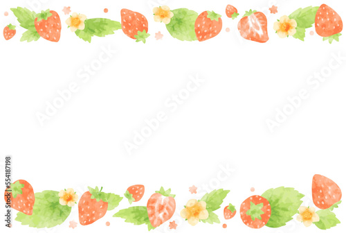 ほんわか可愛い手描きのイチゴのフレーム