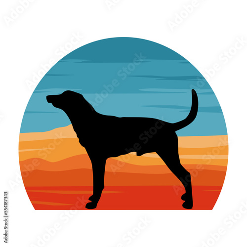 Cao De Castro Laboreiro Dog Silhouette Retro Vintage Sunset Dog Lover Sticker Vector Illustration SVG EPS photo