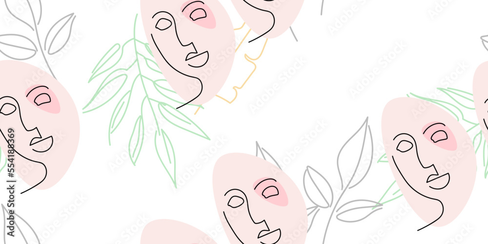Face line pattern. Minimal art one line drawing. Face line pattern. Minimal art one line drawing.