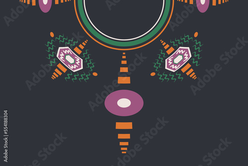 Vector Motif Isolated embroidery neckline Brocade kurta digital artwork textile print on fabric, Illustration