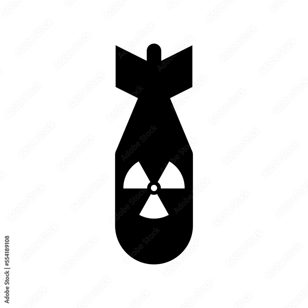 Nuclear bomb silhouette icon. Nuclear weapon. Atomic bomb. Vector ...
