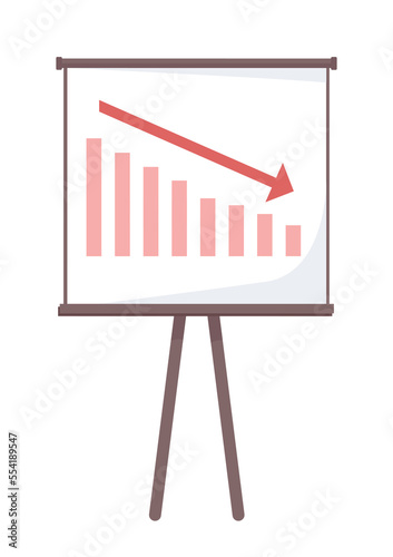 Falling down graphic semi flat color vector object. Corporate crisis. Editable element. Full sized item on white. Simple cartoon style illustration for web graphic design and animation