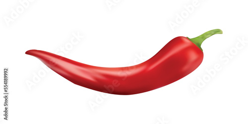 Vector Red hot chilli in white background.