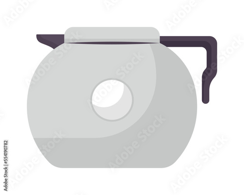 Teapot semi flat color vector object. Editable element. Item on white. Hot beverage preparation. Kitchen tableware simple cartoon style illustration for web graphic design and animation