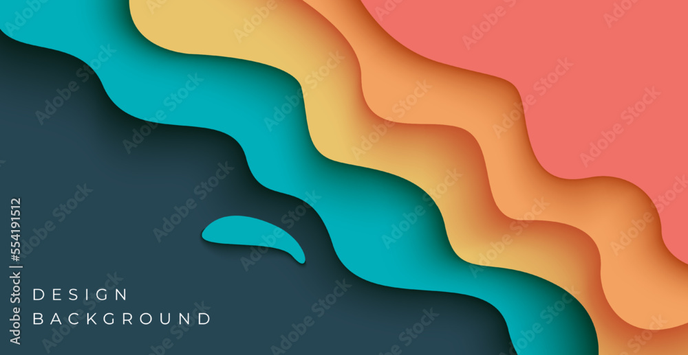 Multi layers soft colorful texture 3D papercut layers in gradient vector banner. Abstract paper cut art background design for website template. Topography map concept or smooth origami paper cut