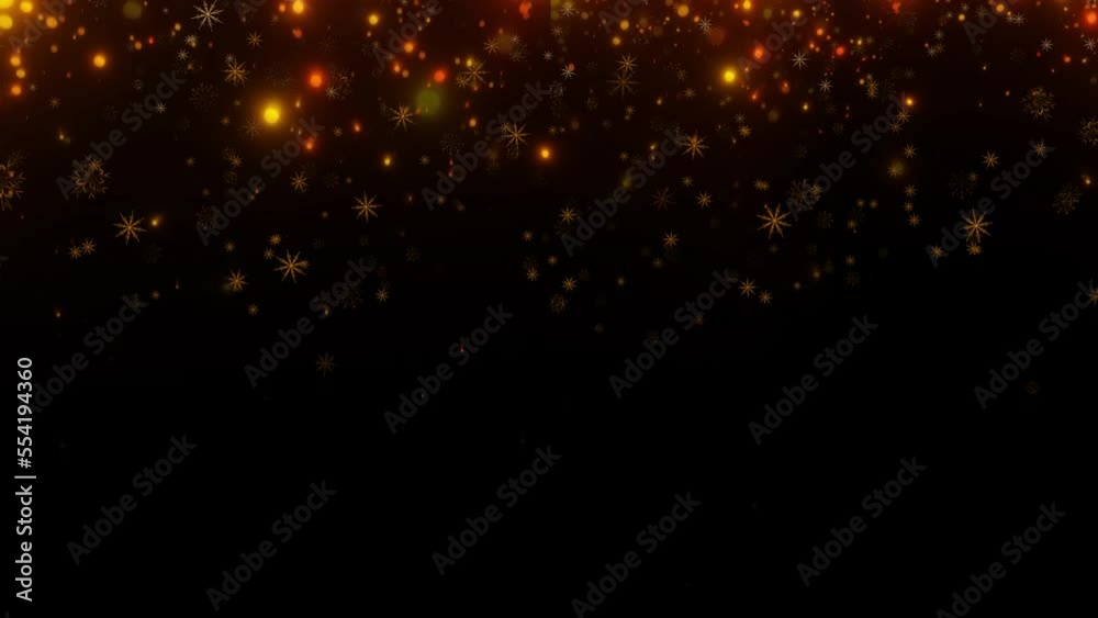 Snowflakes and twinkling lights fall Snowflakes and twinkling lights fall