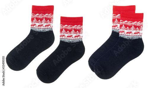 Pair of nordic socks isolated on white