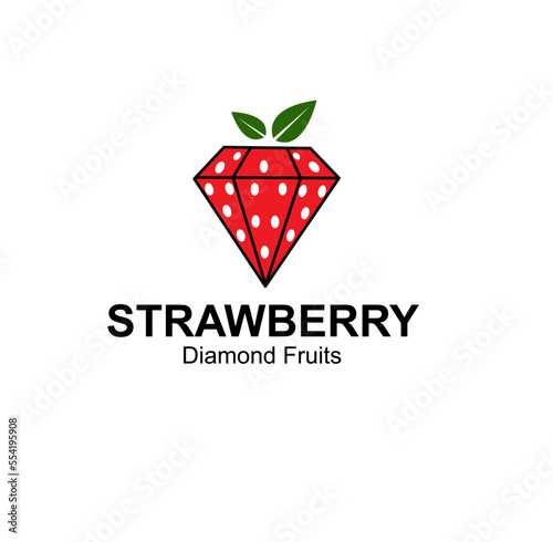 strawberry diamond logo design concept