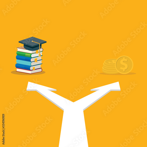 Student loan and scholarship concept. Investment in learning, education, knowledge. 