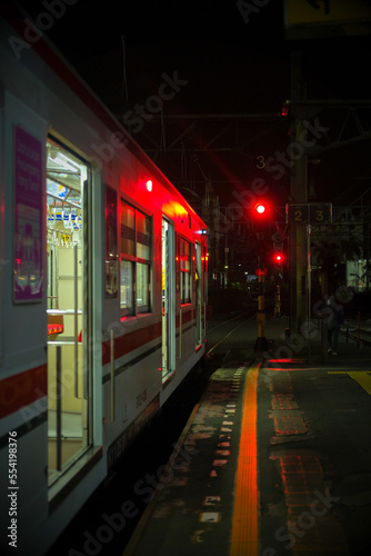 lonely night atmosphere at the train station, train in the night, Bogor Station