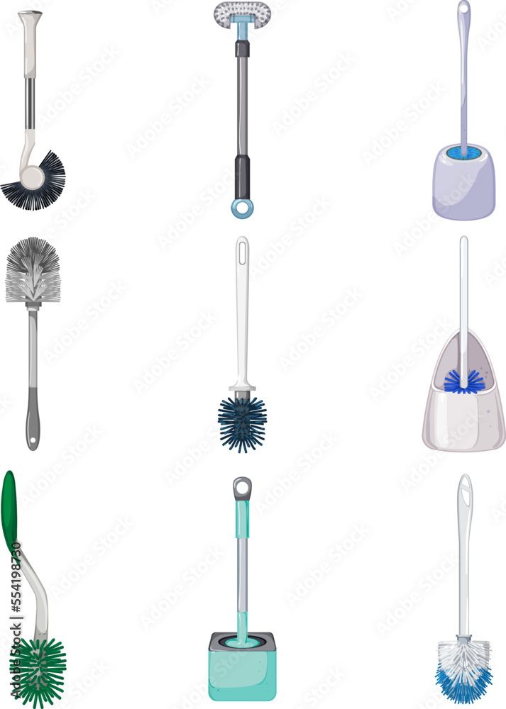 toilet brush set cartoon. bathroom housework, cleaner hygiene, sanitary wc, cleanliness bowl, plastic toilet brush vector illustration toilet brush set cartoon. bathroom housework, cleaner hygiene, sanitary wc, cleanliness bowl, plastic toilet brush vector illustration