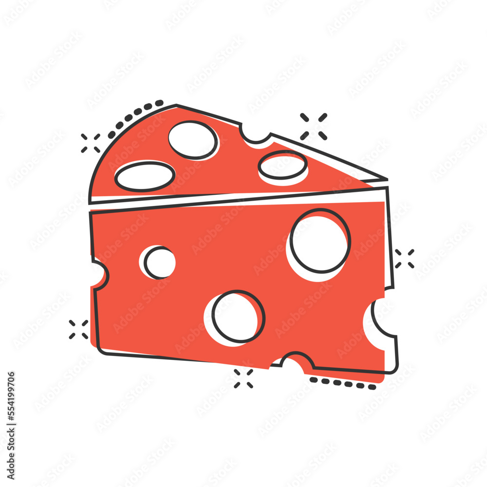 Cheese slice icon in comic style. Milk food cartoon vector illustration on isolated background. Breakfast splash effect sign business concept. Cheese slice icon in comic style. Milk food cartoon vector illustration on isolated background. Breakfast splash effect sign business concept.