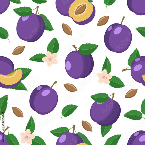 Plums seamless pattern